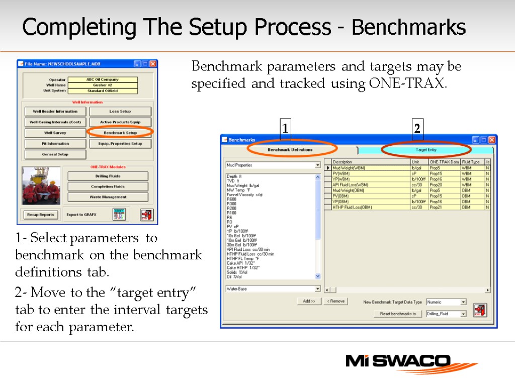Completing The Setup Process - Benchmarks Benchmark parameters and targets may be specified and
